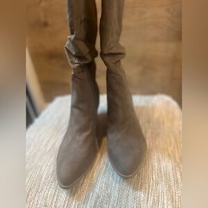 Style & Co Arleneef Taupe MC Mid Calf Boots Womens 11 Block Heel Faux Suede